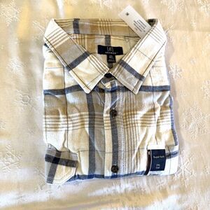 NWT George Winter White Plaid Flannel Shirt Mens Big Tall 2X Tall